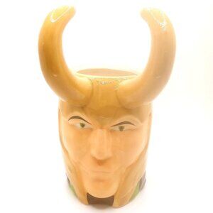 Marvel Loki 16 OZ Coffee Tea Mug Molded Face Ceramic Horns Collectible Cup